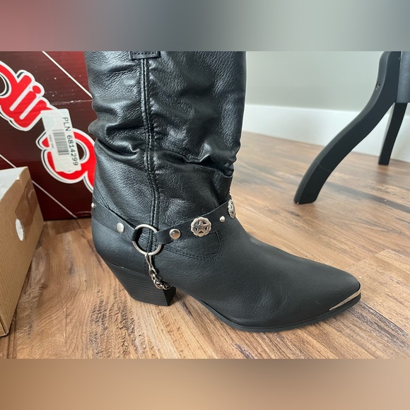 Dingo Women’s 10 Wide Black Pig Leather Western Boots Olivia Harness Cowgirl NIB - Picture 10 of 13